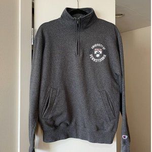University of Pennsylvania UPenn Fleece Sweatshirt Medium Gray Quarter Zip